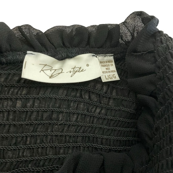 RD Style Black Smocked Crop Top & Ruffle Mini Skirt Set - Size L - Picture 6 of 6